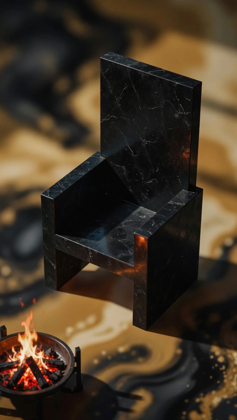 Obsidian throne detail used as a symbolic accent in the manifesto